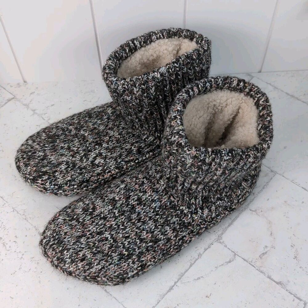 Bombas The Gripper Slipper Bootie Women’s Size Medium Grey Sherpa Lined EUC